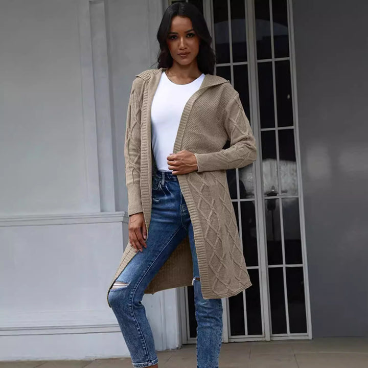 Ladies Chunky Knit Cardigan with Elegant Twisted Pattern Lune London