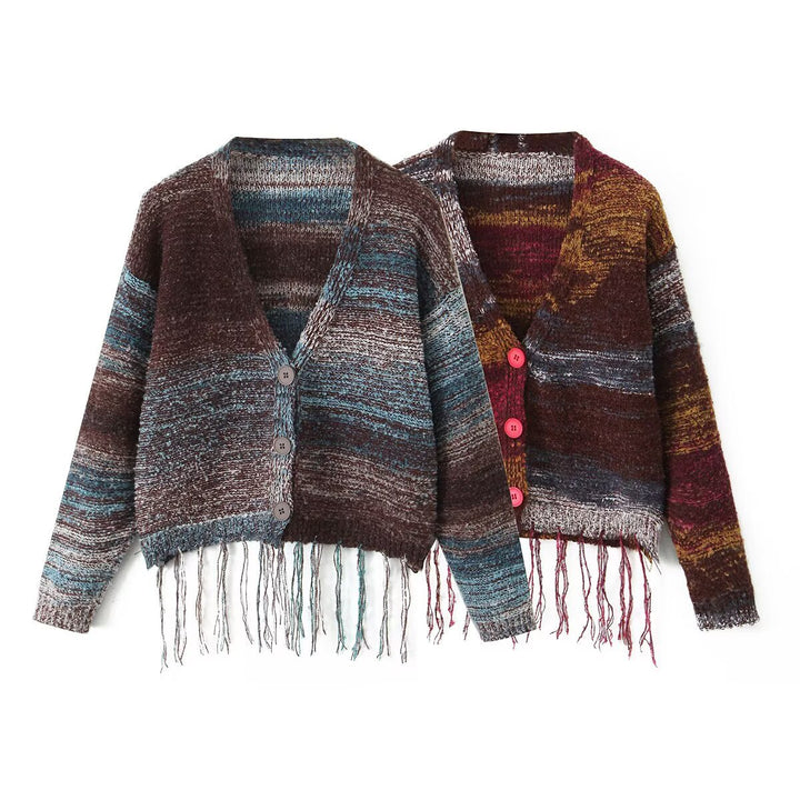 Pull cardigan long à manches longues avec franges Chic & Stil