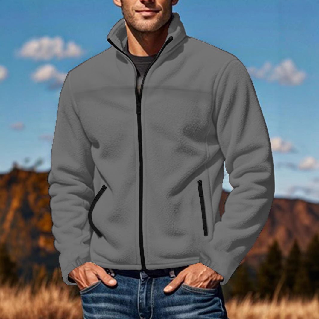Fleece jacket for men with high collar and practical zip pockets Lune London