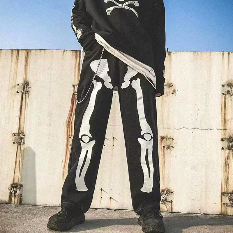 Women's Casual Cargo Pants with Eye-Catching Skeleton Design Lune London