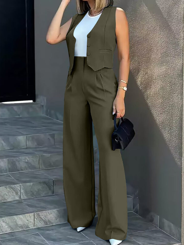 Women's Two-Piece Suit Set with Wide Leg Lune London