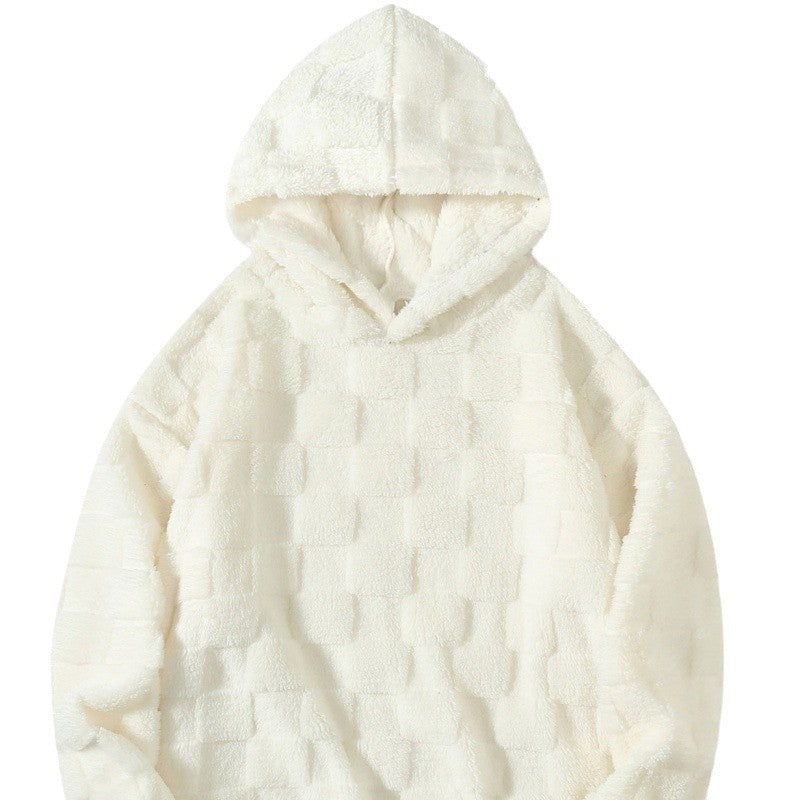 Women Cozy Fleece Hoodie with Textured Design and Hood Lune London