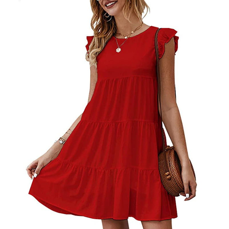 Cotton dress for women with ruffle detail and loose fit Lune London