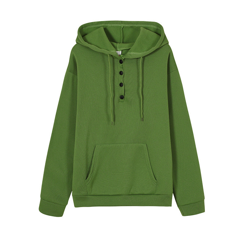 Hooded sweatshirt for women with button details and practical kangaroo pocket Lune London