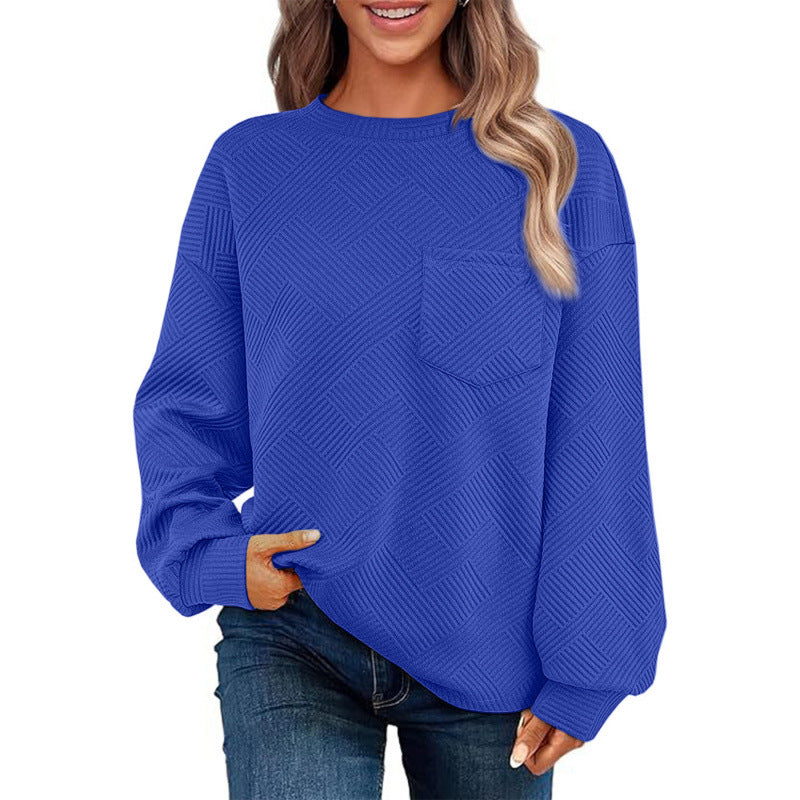 Casual sweater for women with textured pattern and practical chest pocket Lune London