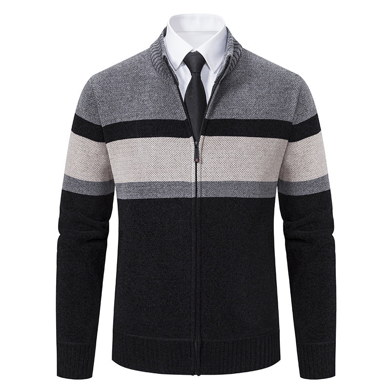 Men's knitted jacket with textured design and high collar Lune London