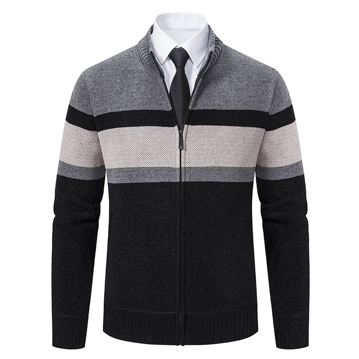Men's knitted jacket with textured design and high collar Lune London