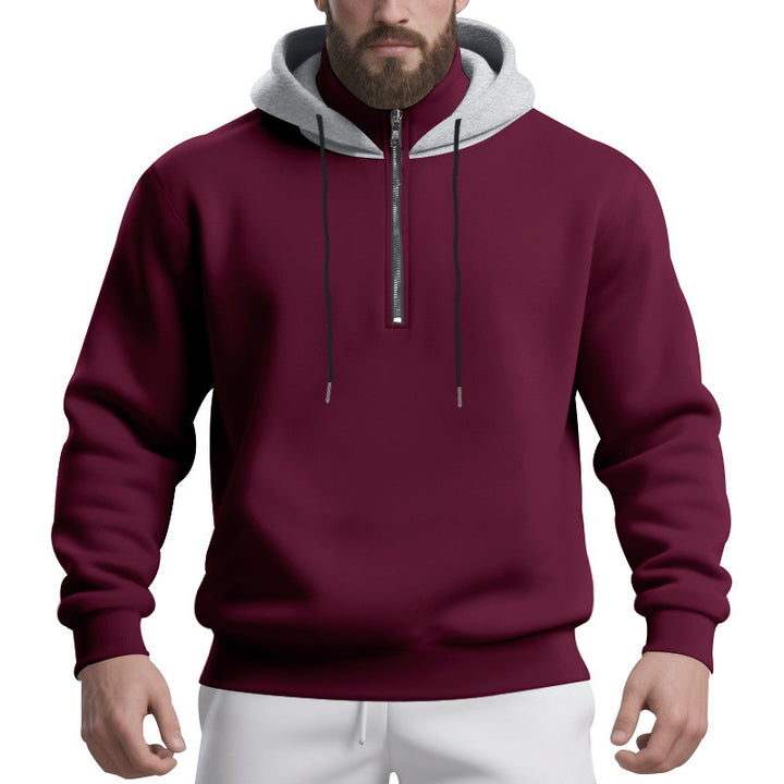 Sporty hoodie for men with half-zipper and breathable fabric Lune London