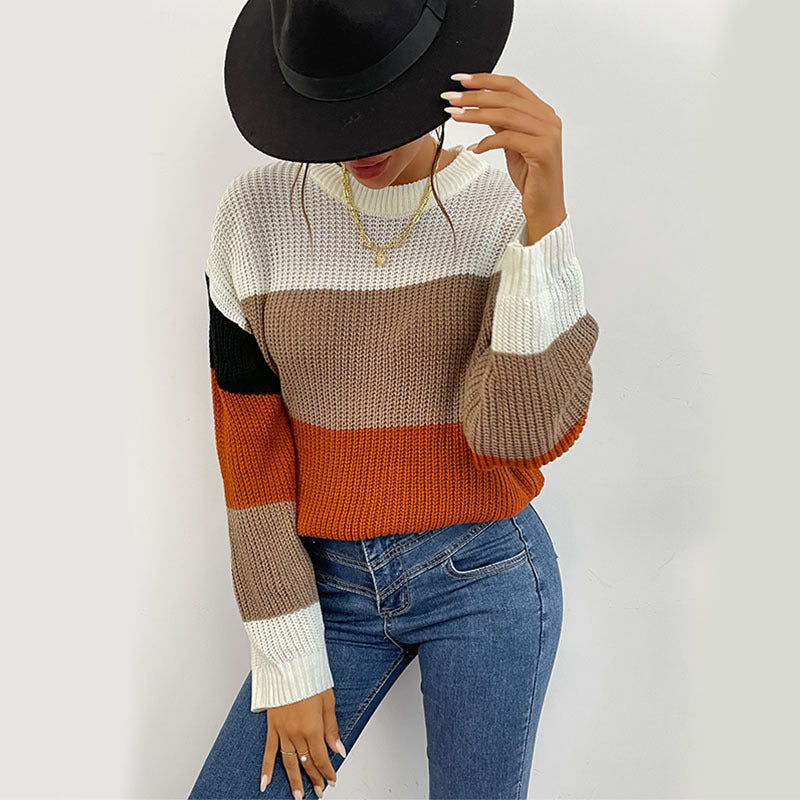 Comfortable women's sweater with modern striped pattern Lune London
