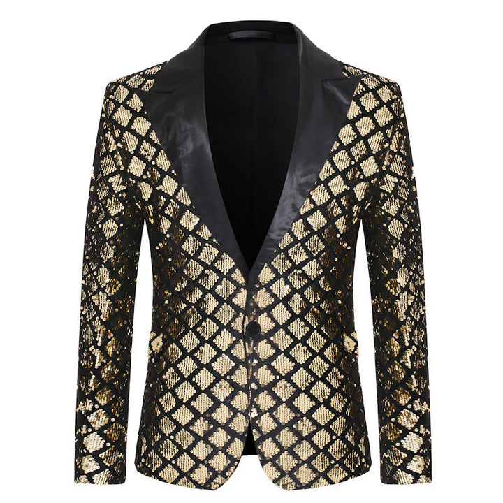 Elegant sequin blazer jacket for men with classic lapels Lune London