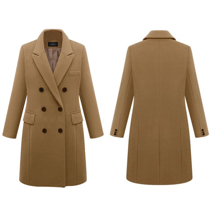 Elegant wool coat for women with double-breasted buttons and pockets Lune London