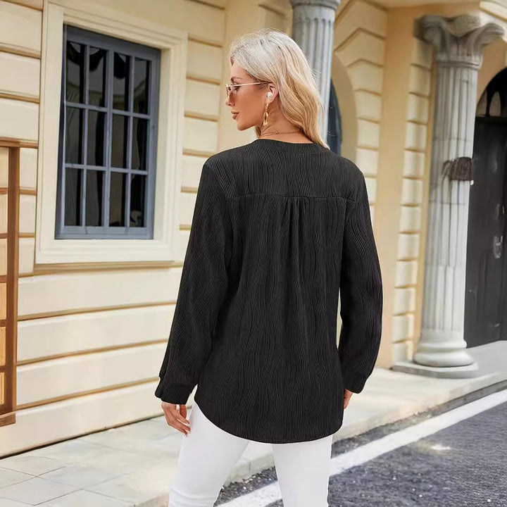 Women Long Sleeve Blouse with Clear Structure and Buttoned Details Lune London