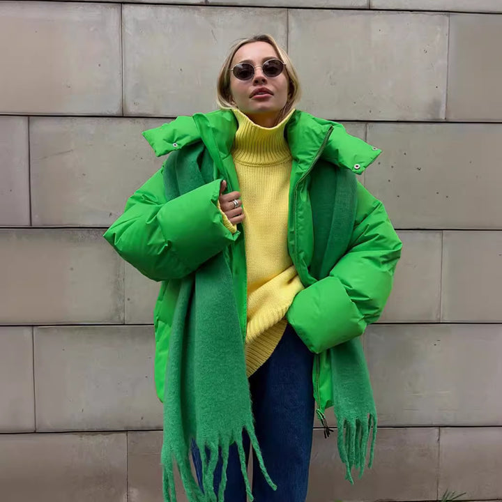 Sporty winter jacket for women with high collar and oversized fit Lune London