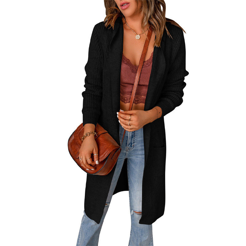 Oversized casual style women's knit jacket with pockets Lune London