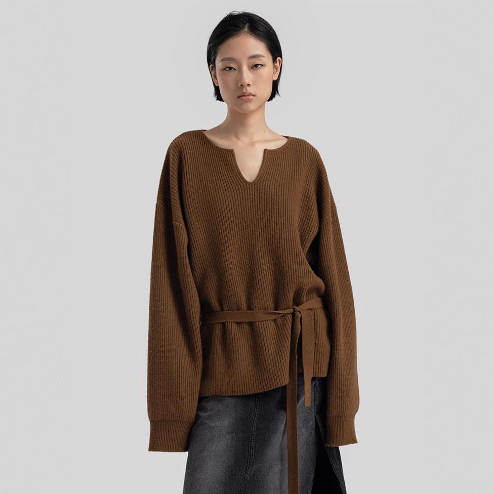 Haut tricot décontracté pour femmes avec décolleté en V Chic & Stil