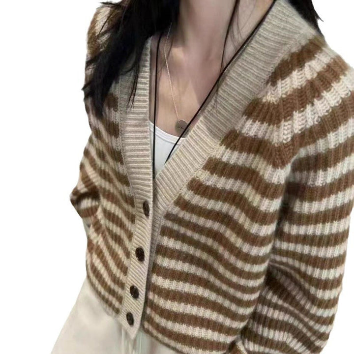 Striped knit jacket for women with a loose fit and button details Lune London