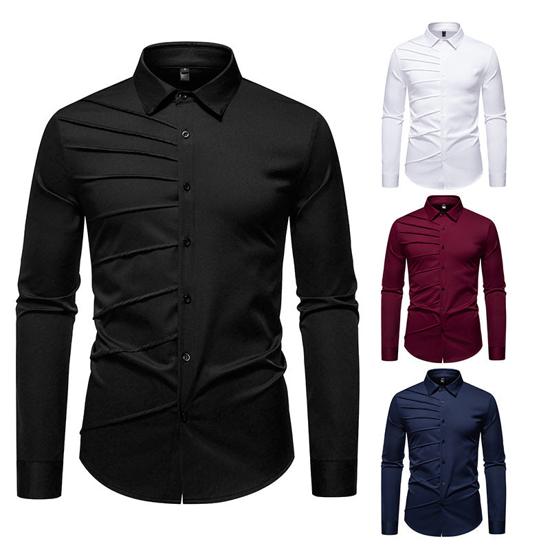 Trendy long sleeve shirt for men with an original pleat design Lune London