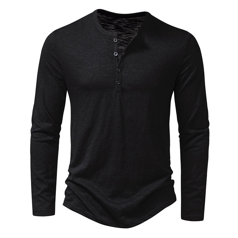 Men's long sleeve T-shirt with V-neck, no buttons and breathable fabric Lune London