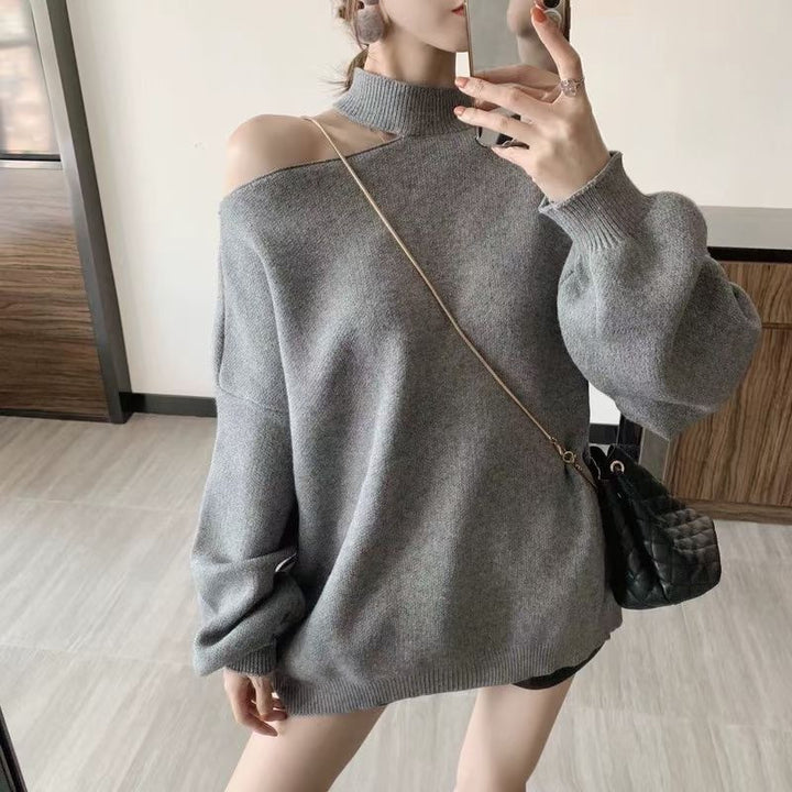 Fashion oversized sweater for women with a scoop neckline and turtleneck Lune London