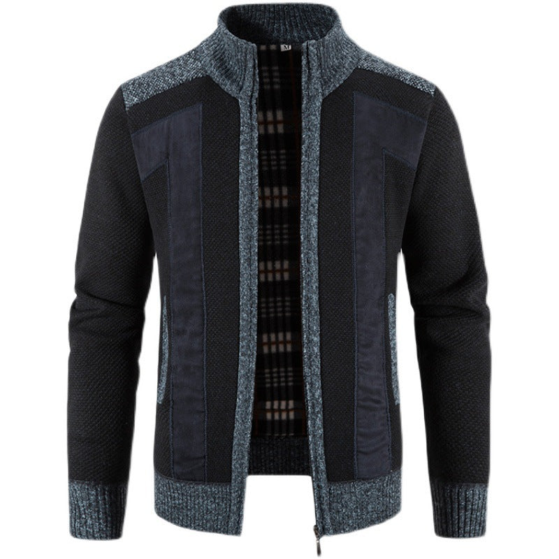Fashionable men's knitted jacket with a unique cut and hidden zipper Lune London