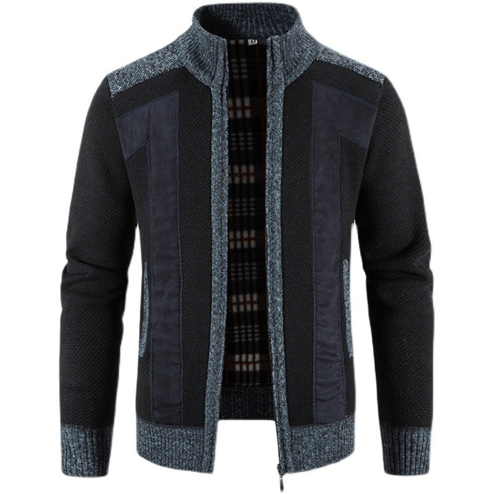 Fashionable men's knitted jacket with a unique cut and hidden zipper Lune London