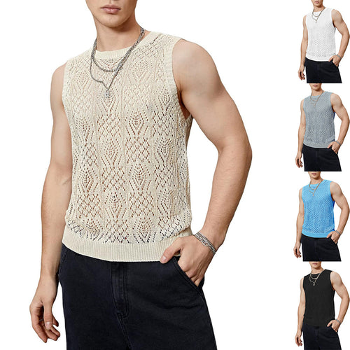 Men's knit top with refined perforated pattern Lune London