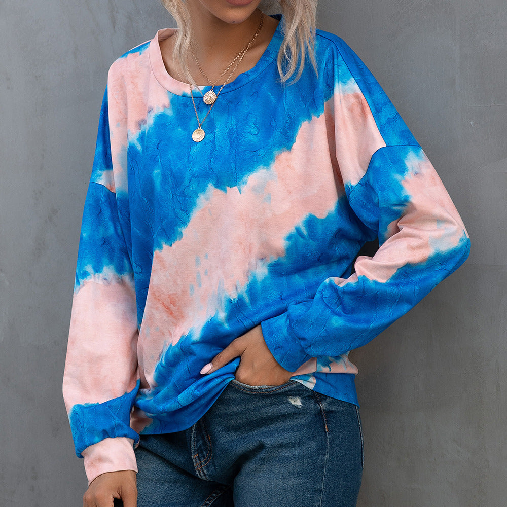 Lune London Women's Casual Tie-Dye Long Sleeve Shirt