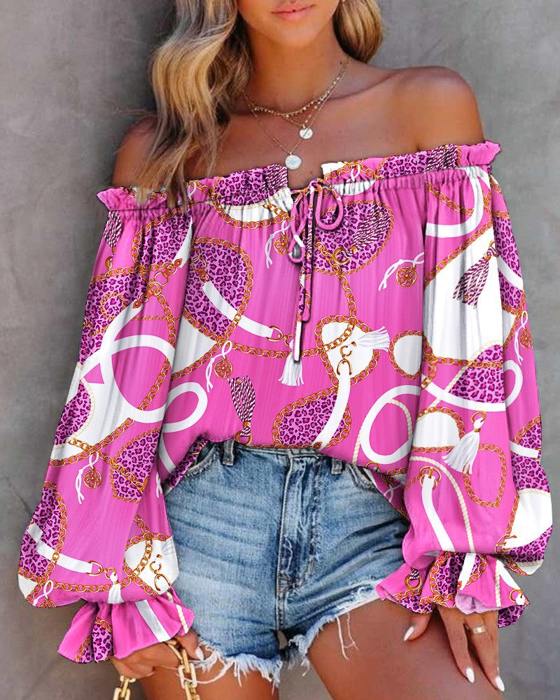 Ladies Off-Shoulder Batik Blouse Lune London