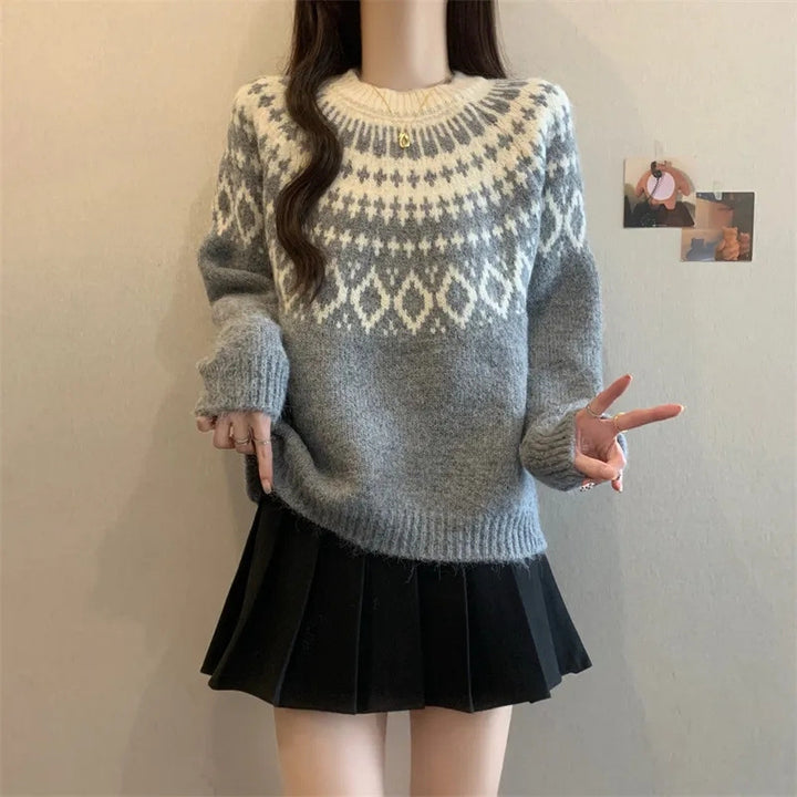 Pull en tricot douillet pour femmes avec motif nordique Chic & Stil