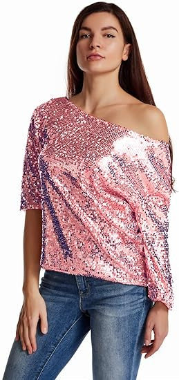 Ladies Sparkling Sequin Blouse Lune London