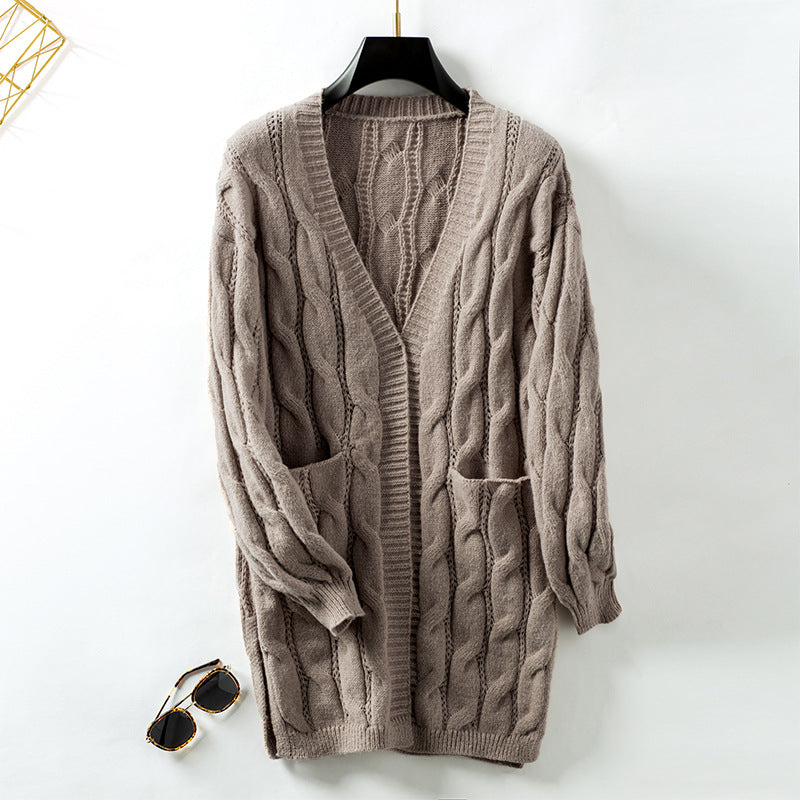 Women's knitted jacket with an elegant braided pattern Lune London