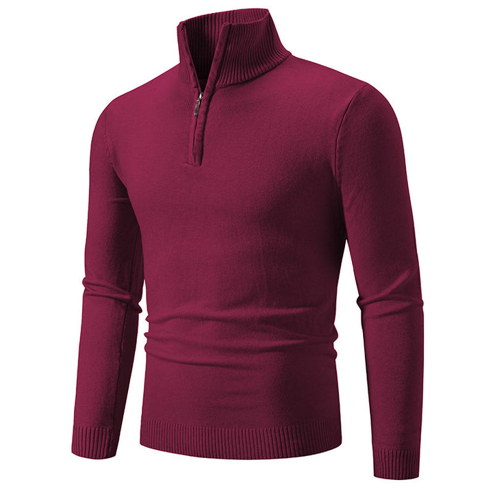 Elegant knitted sweater for men with high collar and zipper Lune London