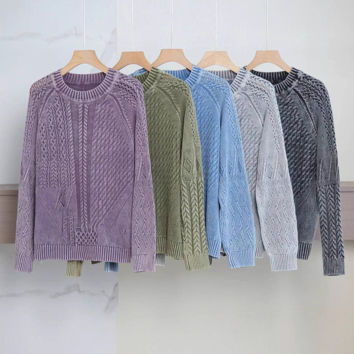 Cozy knitted sweater for women with a structured twisted pattern Lune London
