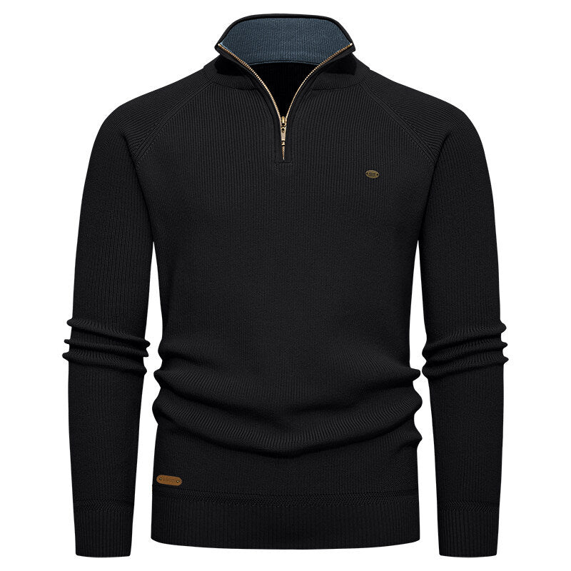 Knitted pullover for men with a high collar and zipper Lune London