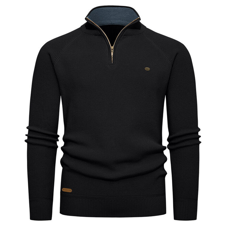 Knitted pullover for men with a high collar and zipper Lune London