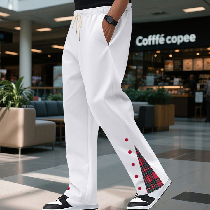 Comfortable casual pants for men with snap buttons on the sides and stylish plaid design Lune London