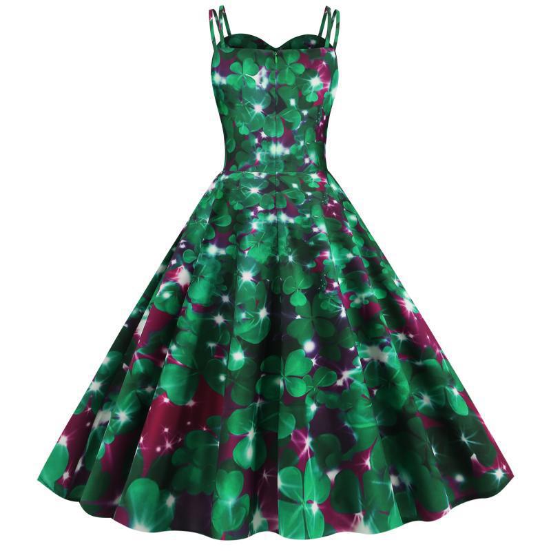 Robe A-Line vintage pour femmes avec un charmant motif floral Chic & Stil