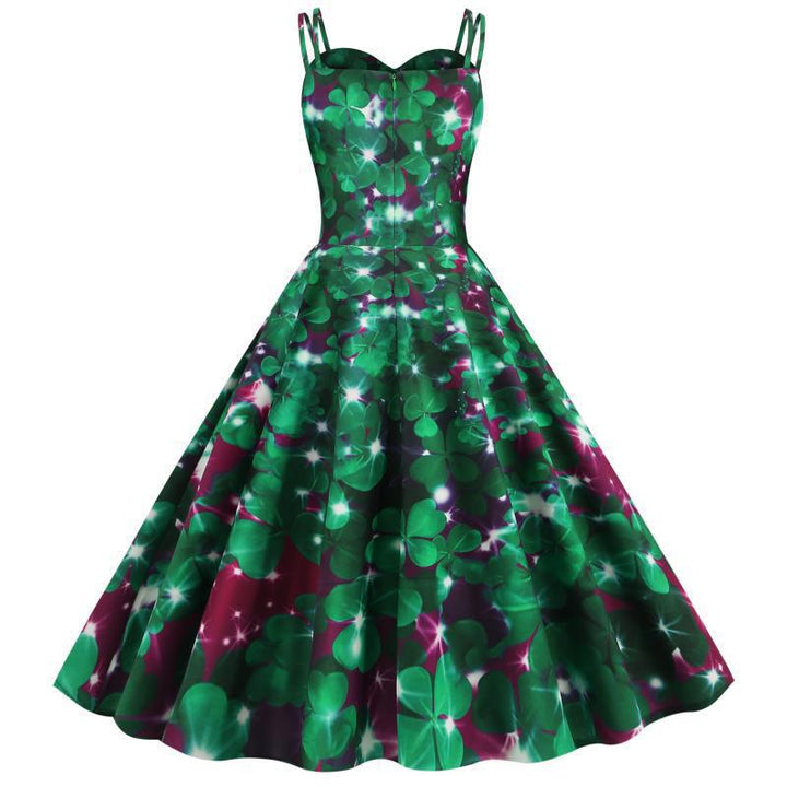 Robe A-Line vintage pour femmes avec un charmant motif floral Chic & Stil