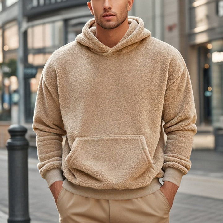 Men's Fleece Hoodie with kangaroo pocket and modern cut Lune London