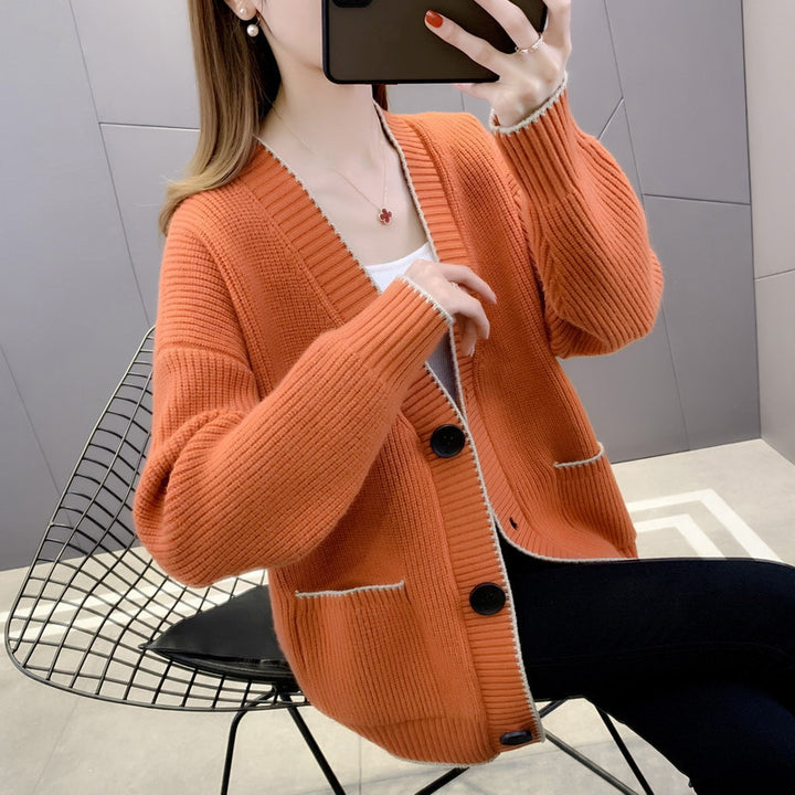 Ladies chunky knit cardigan with pockets and button detail Lune London