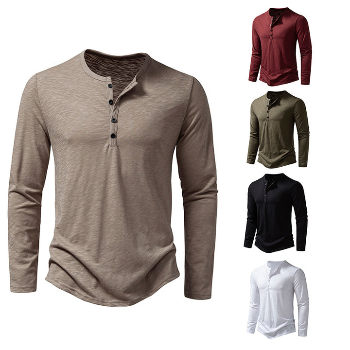 Men's long sleeve T-shirt with V-neck, no buttons and breathable fabric Lune London