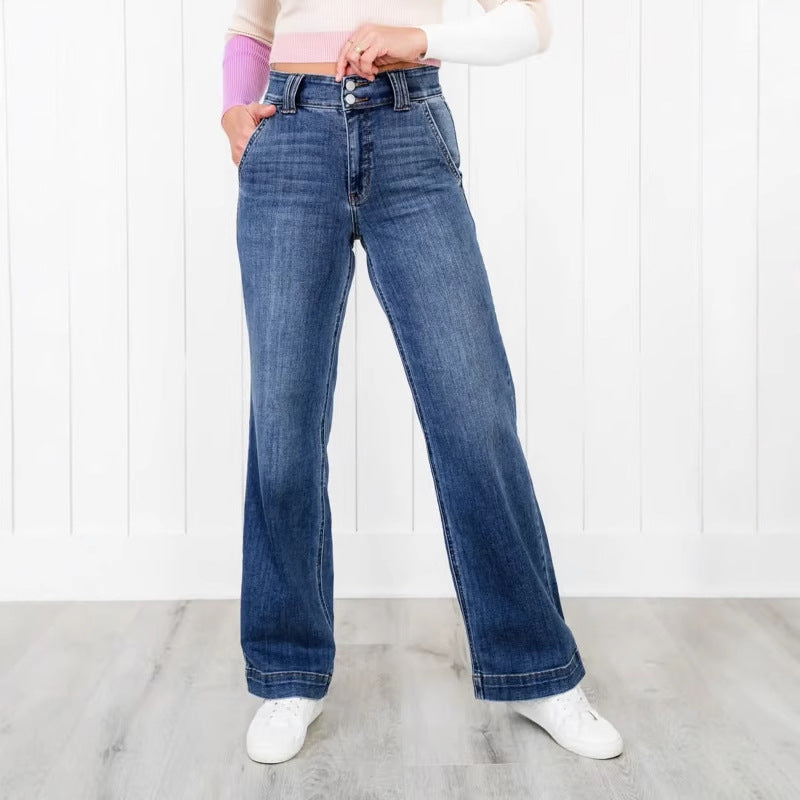 Jeans larges taille haute pour femmes avec coupe confortable Chic & Stil