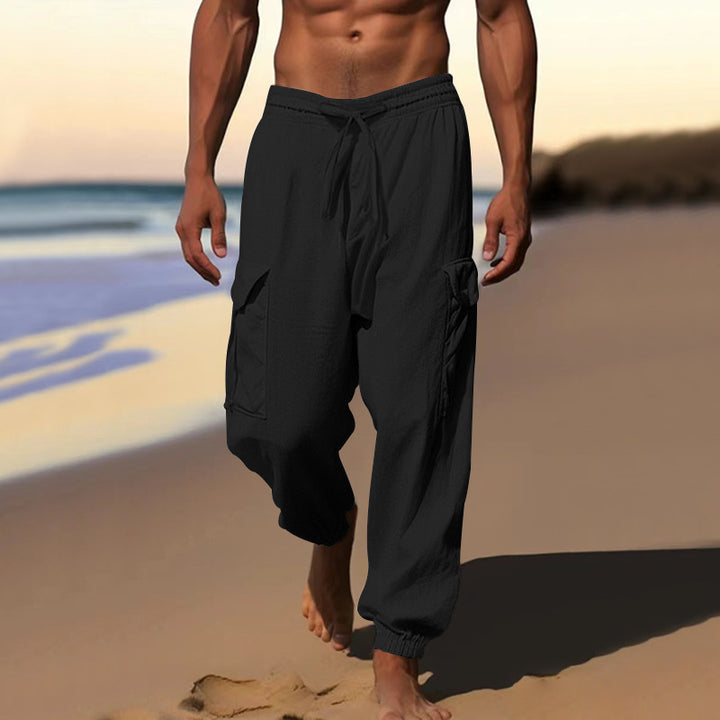 Casual cargo pants for men with elastic waistband and practical side pockets Lune London
