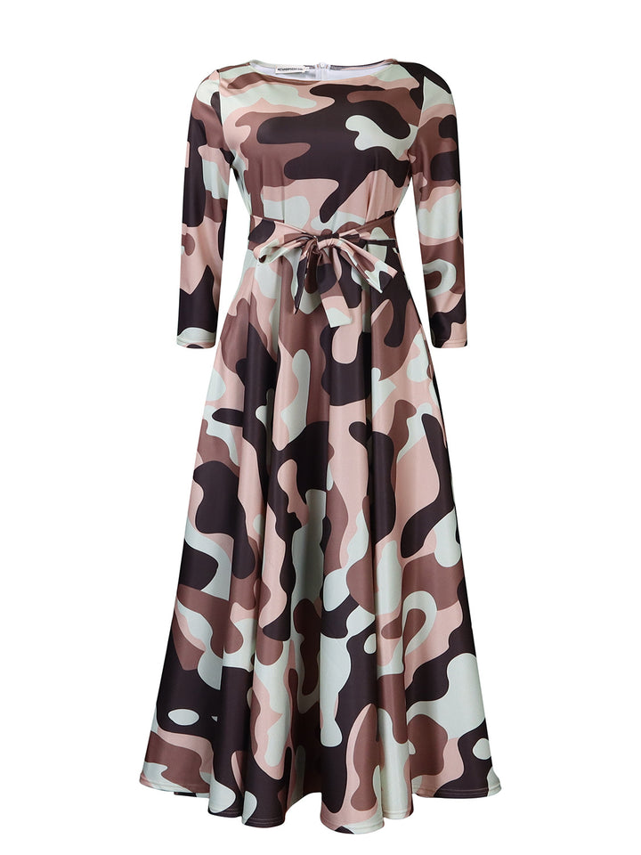 Maxi dress for women with a waist belt and long sleeves Lune London