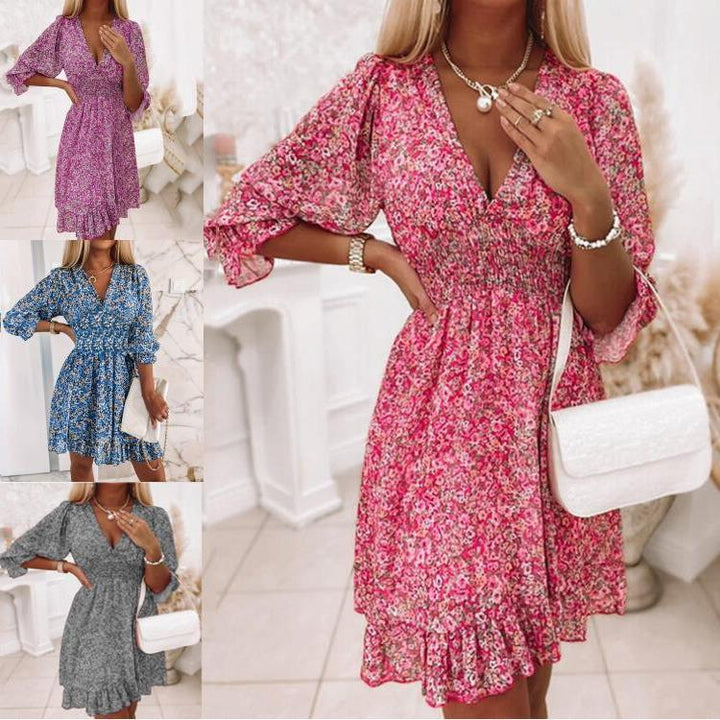 Ladies playful mini dress with V-neck and airy sleeves Lune London