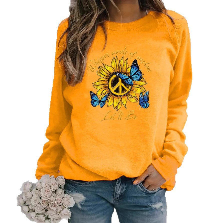 Sweat-shirt pour femmes avec design artistique de tournesol et de papillon Chic & Stil