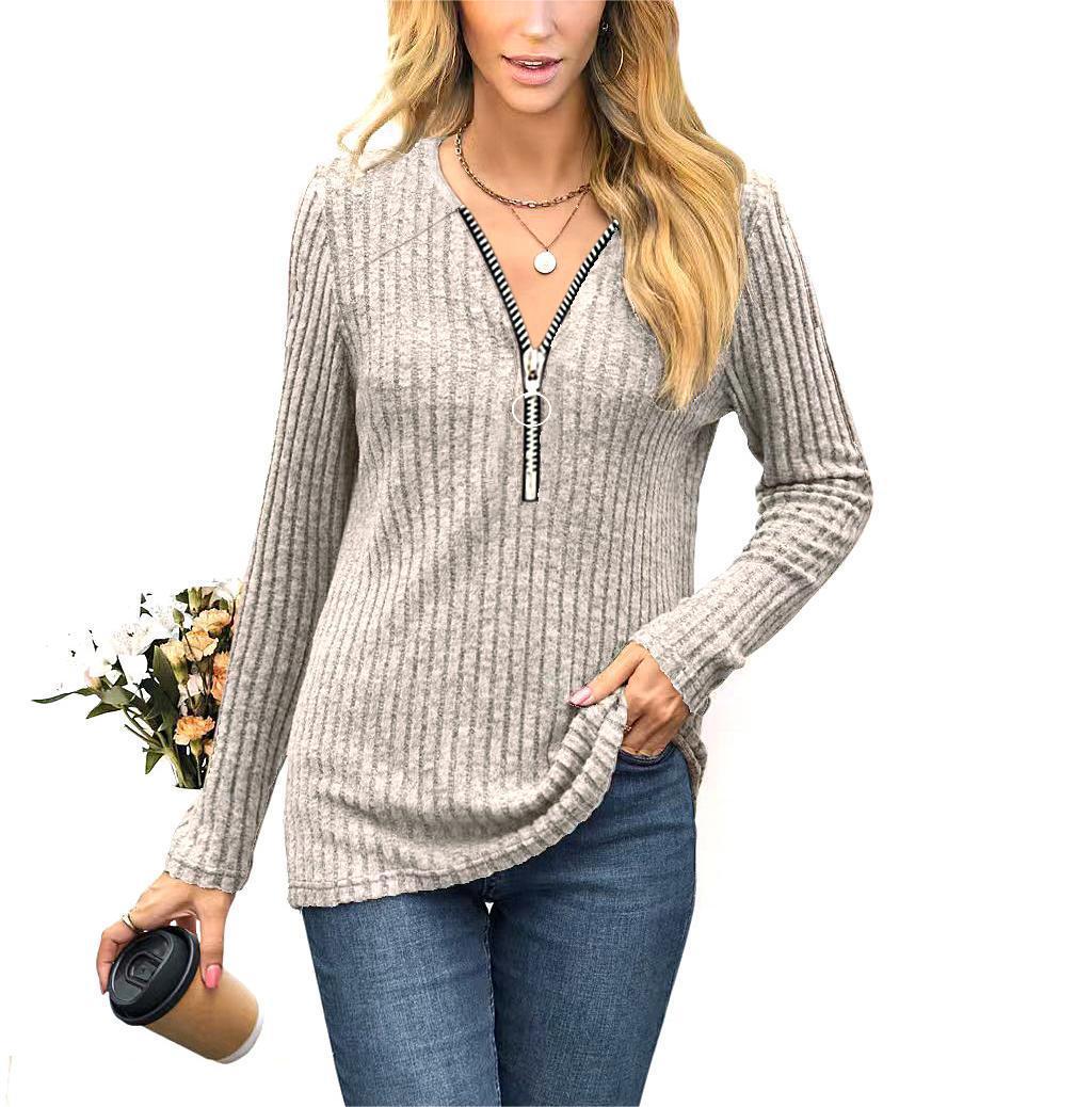 Women's sweater with high-quality zipper and fine rib design Chic and Stil