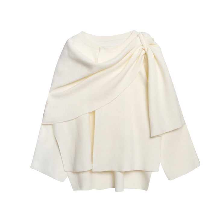 Women's Cozy Knit Poncho with Sophisticated Draping Lune London