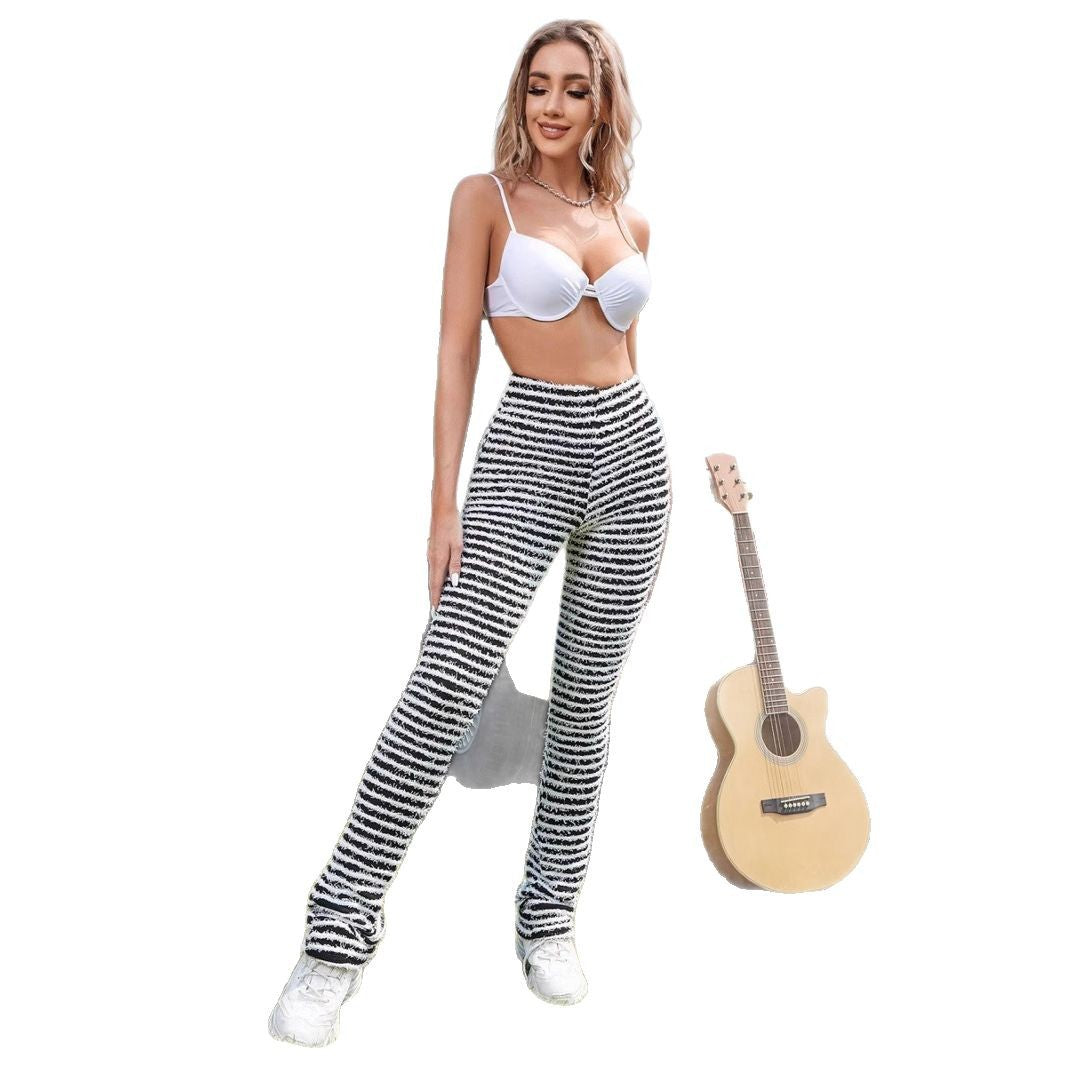 Soft knit pants for women with fashionable striped pattern Lune London