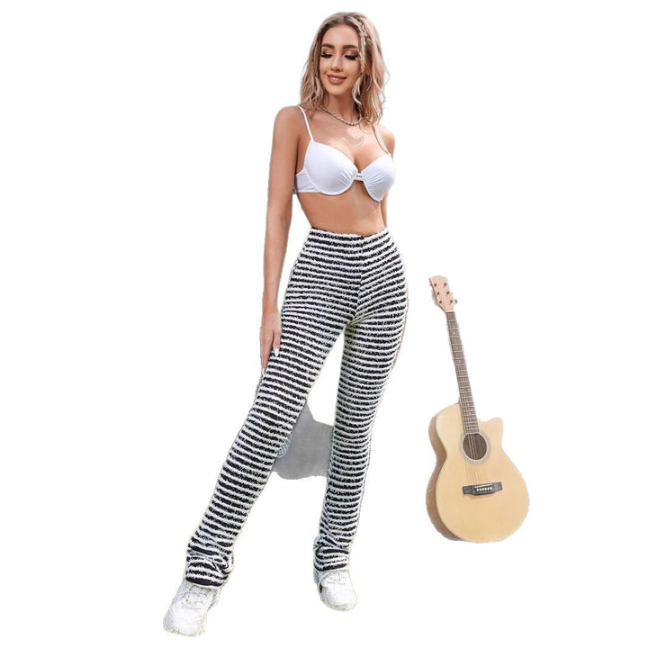 Soft knit pants for women with fashionable striped pattern Lune London